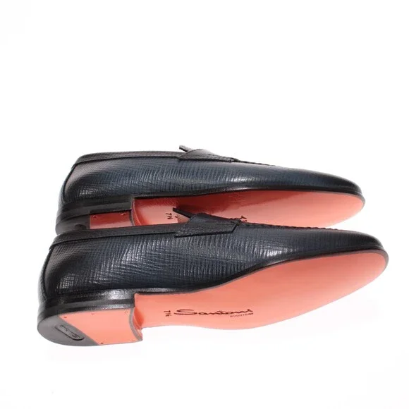 Santoni NWB Door Loafers Size 7.5 US 8.5 in Blue Leather Made in Italy - Picture 8 of 11